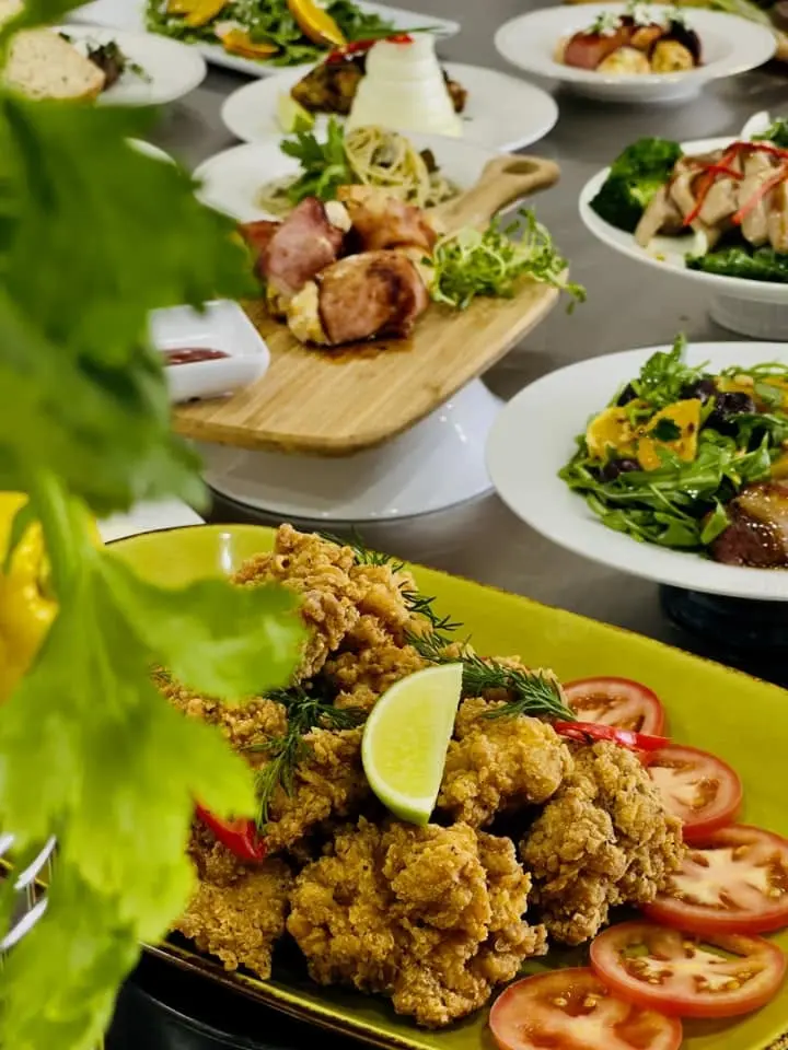Editorial spread of plated dishes